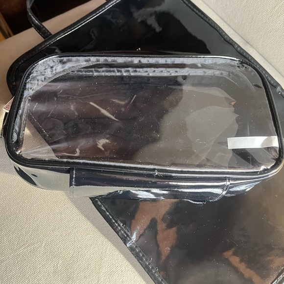 2/$30 PHILOSOPHY Black Patent Cosmetic Makeup Bag Organizer Travel Case. - Picture 7 of 12